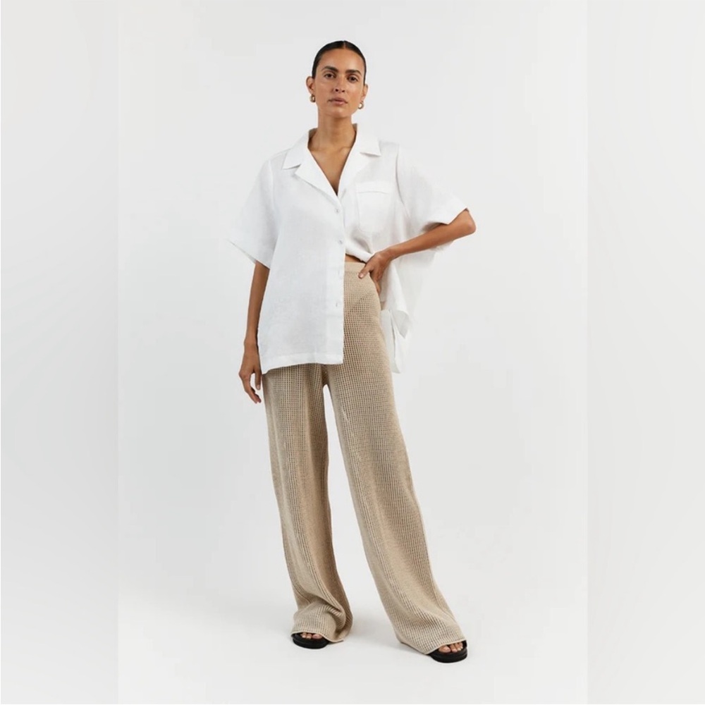 DISSH Beige Wide-Leg Ophelia crochet knit Pants